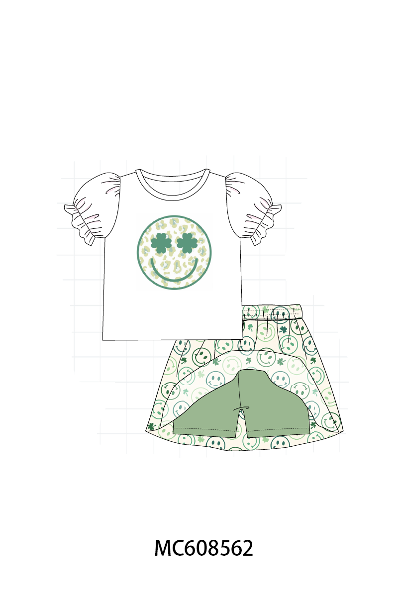 PO101 Sage smiling face clover embroidery collection