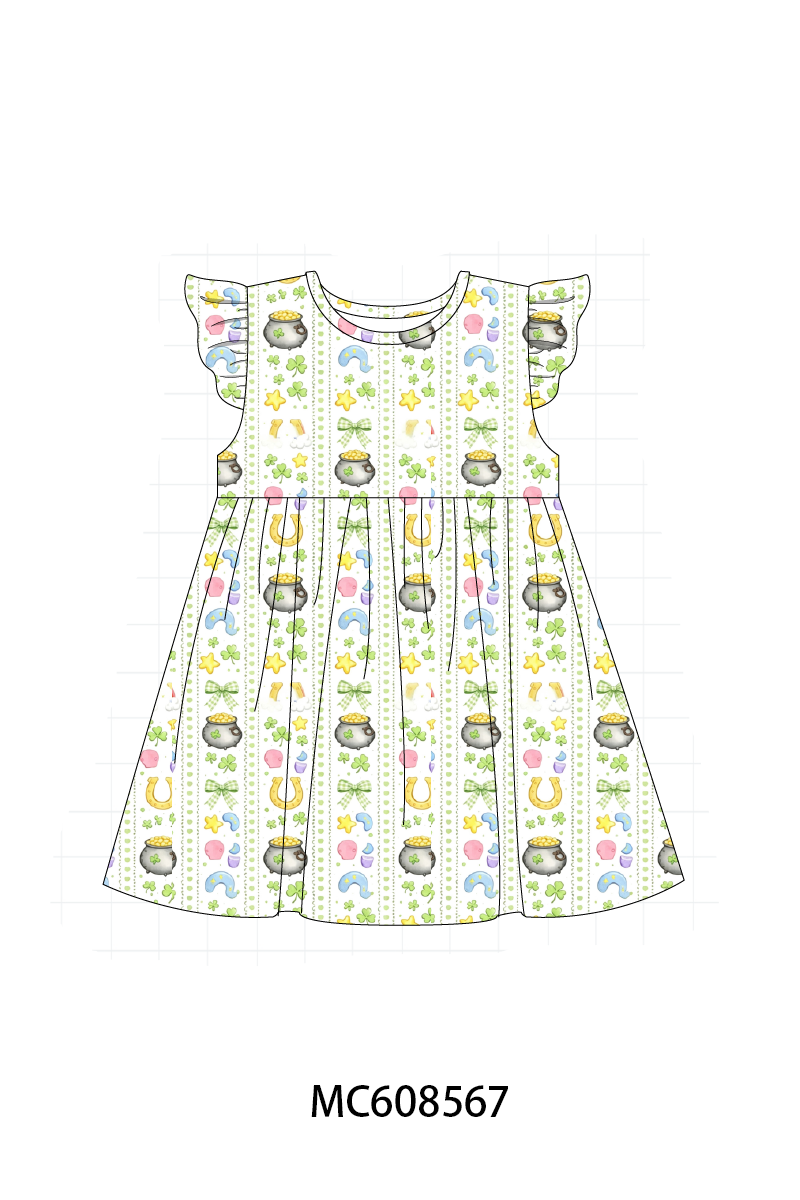 PO101 Sage St. Patricks Day clover bow print collection