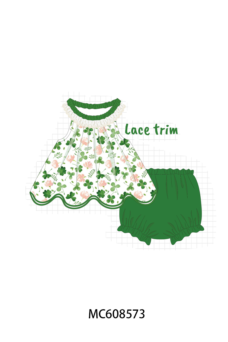 PO101 Green clover print lace collection