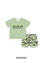 PO101 Pink&sage truck clover embroidery gingham collection