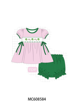 PO101 Pink&green clover rainbow smocked collection