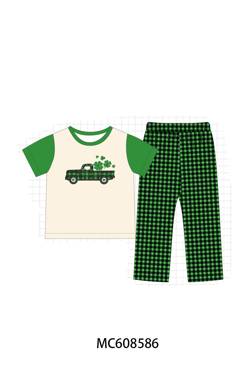 PO101 Pink&green clover rainbow smocked collection