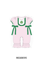 PO101 Green&pink clover embroidery ruffle stripe collection