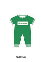 PO101 Green&pink clover embroidery ruffle stripe collection