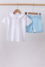Peter pan collar shorts set