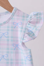 Plaid bow ruffle dress