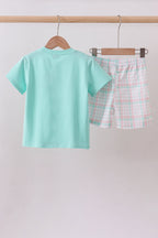 Mint I love Dad plaid shorts set