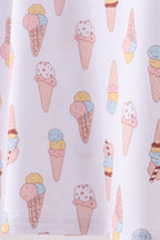 Pink ice cream print bamboo ruffle pajama set