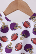 Purple active football print skort set