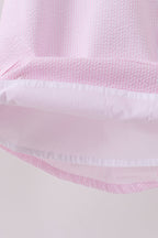 Pink stripe watermelon embroidery seersucker dress