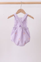 Purple seersucker butterfly embroidery ruffle bubble