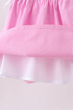 Pink bow gingham ruffle dress