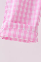 Pink bow gingham jumpsuit