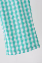 Green bow gingham jumpsuit