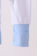 Blue dot horse embroidery romper
