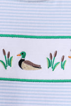 Blue stripe duck embroidery shorts set
