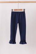 Navy ruffle pants