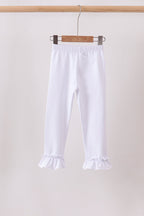 White ruffle pants