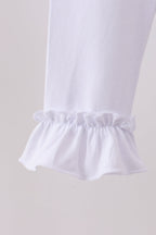White ruffle pants