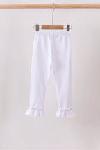 White ruffle pants
