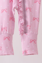 Pink bow print bamboo romper
