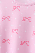 Pink bow print pants bamboo set
