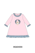 Pink turkey applique ruffle dress