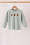 Green turkey embroidery top