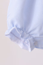 Blue turkey embroidery checkered ruffle bubble