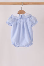 Blue turkey embroidery checkered ruffle bubble
