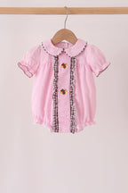Pink turkey embroidery ruffle gingham bubble