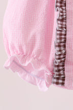 Pink turkey embroidery ruffle gingham bubble