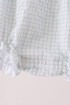 Green plaid turkey embroidery ruffle bubble