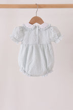 Green plaid turkey embroidery ruffle bubble