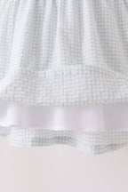 Green plaid turkey embroidery ruffle dress