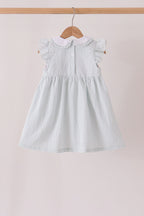 Green plaid turkey embroidery ruffle dress