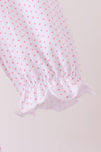 Pink dot turkey embroidery ruffle bubble