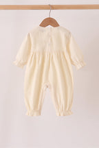 Beige turkey embroidery romper