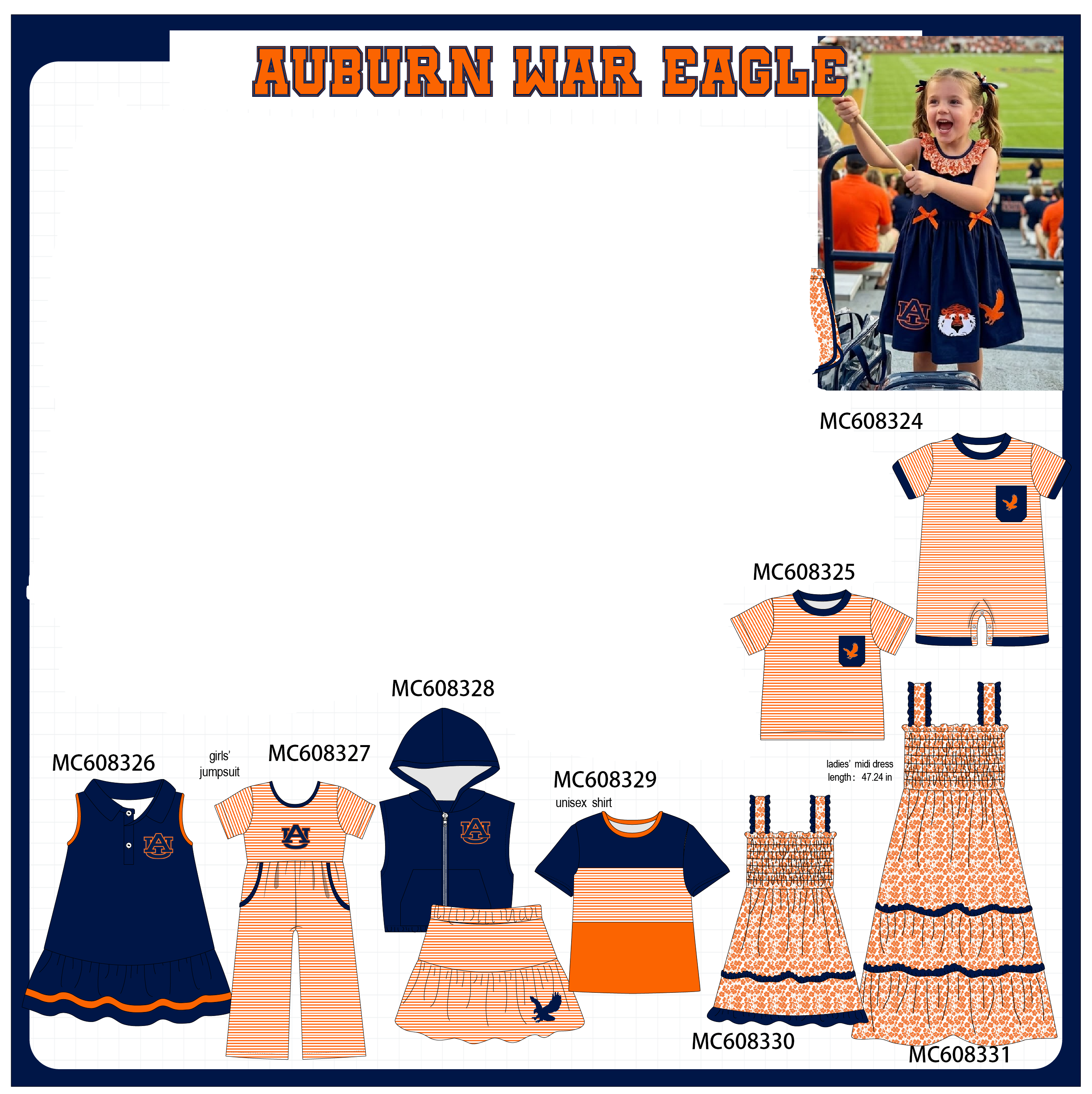 PO101 Navy Auburn embroidery collection 2