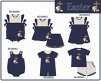 PO101 Navy easter cross egg embroidery gingham collection