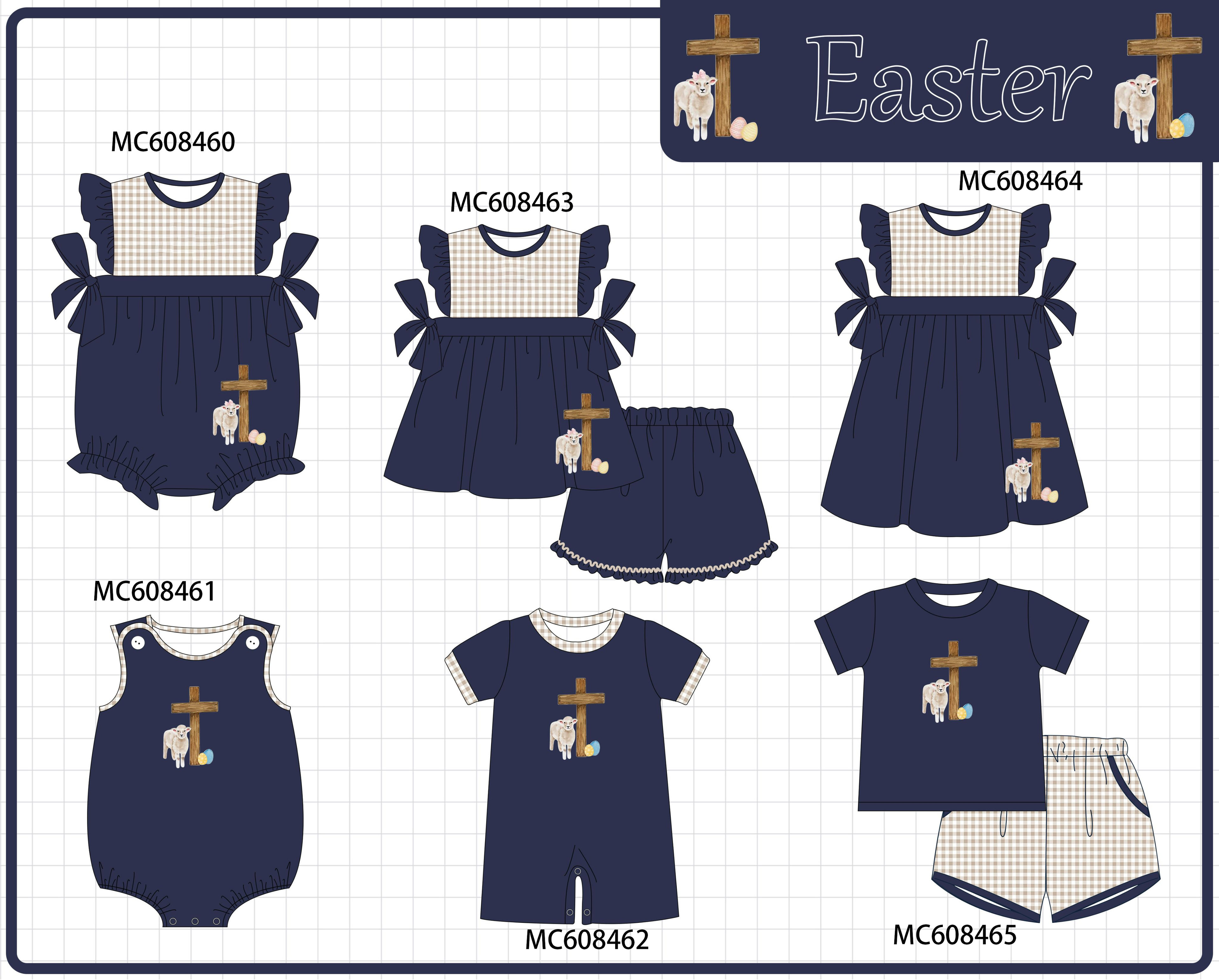 PO101 Navy easter cross egg embroidery gingham collection