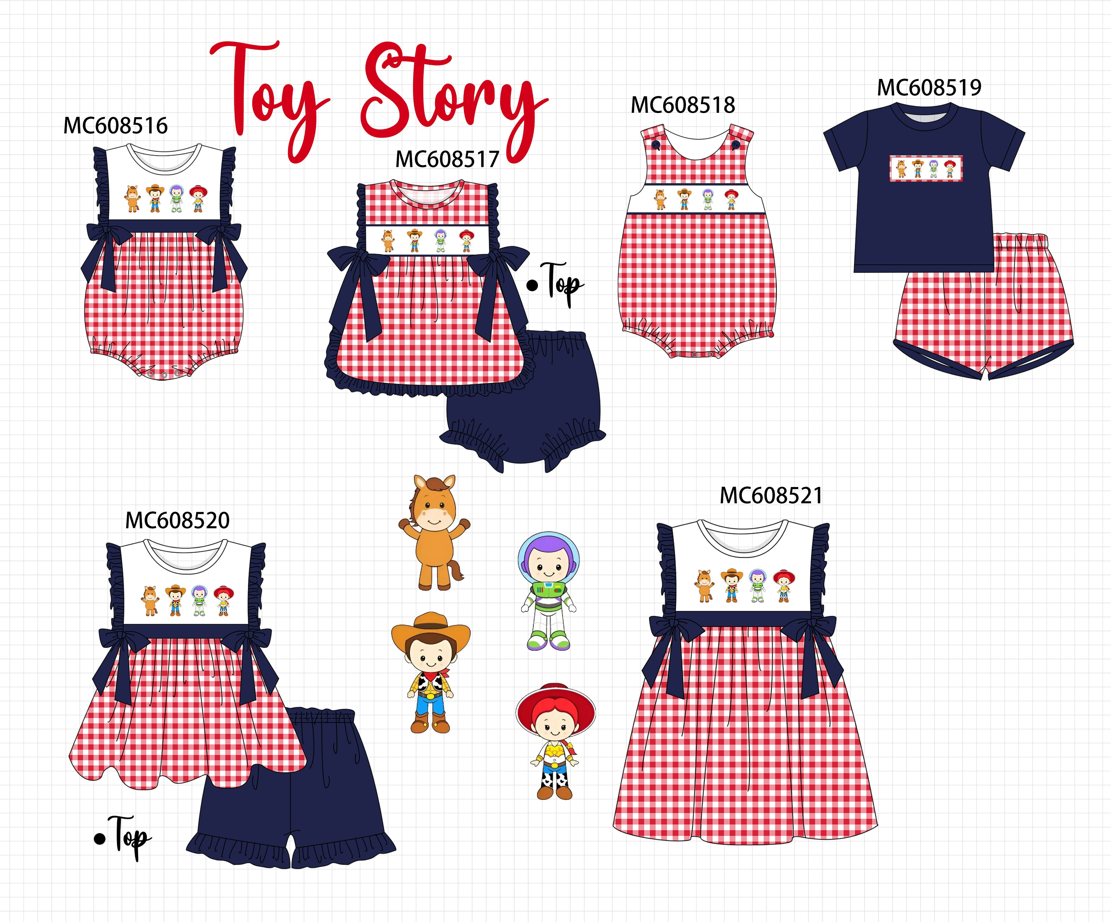 PO101 Navy toy story embroidery gingham collection