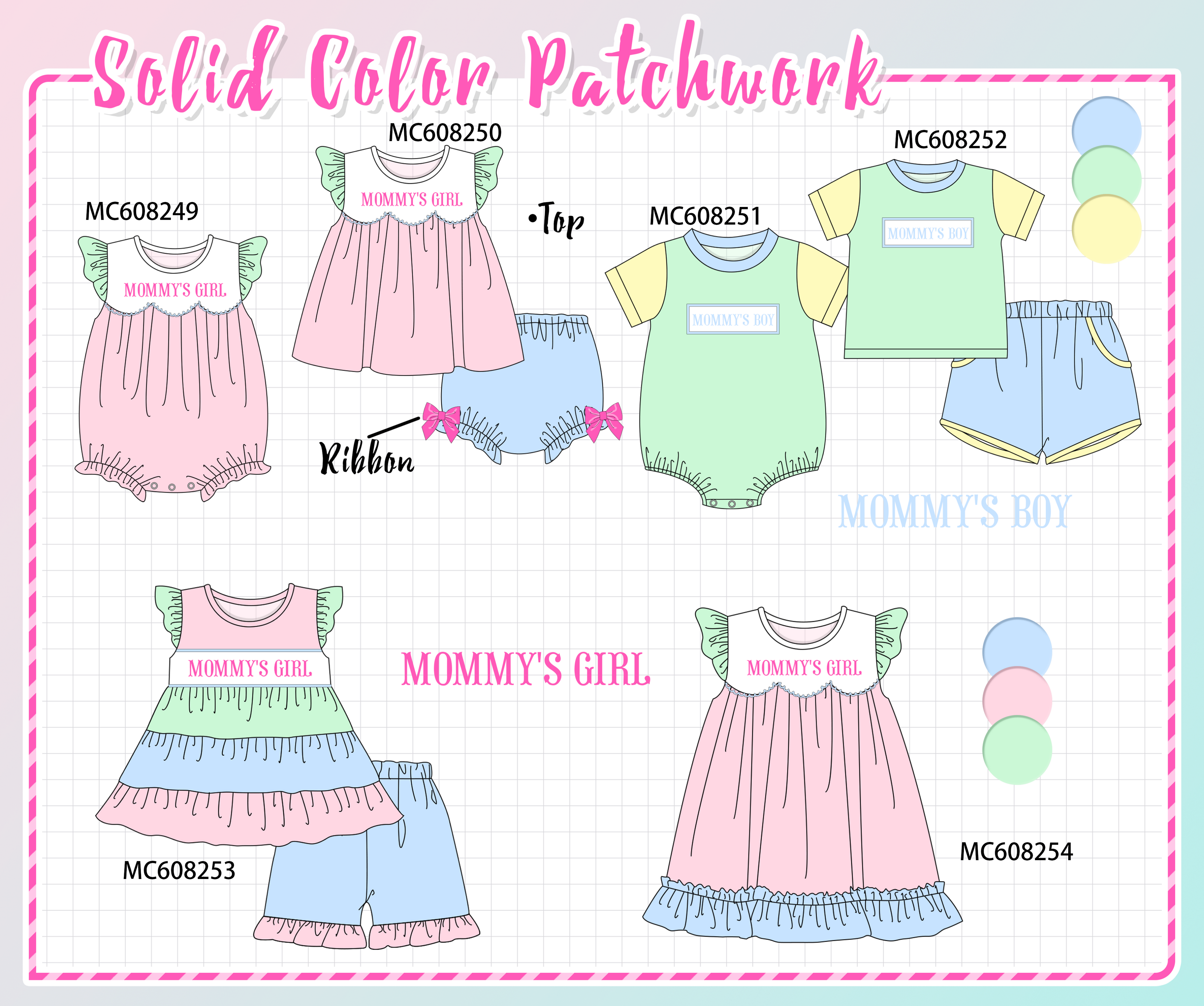 PO101 Pink Mommy's Girl embroidery patchwork collection