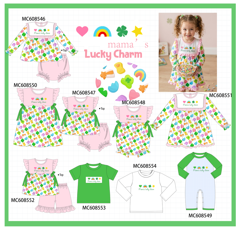 PO101 Pink St. Patricks day clover rainbow embroidery collection