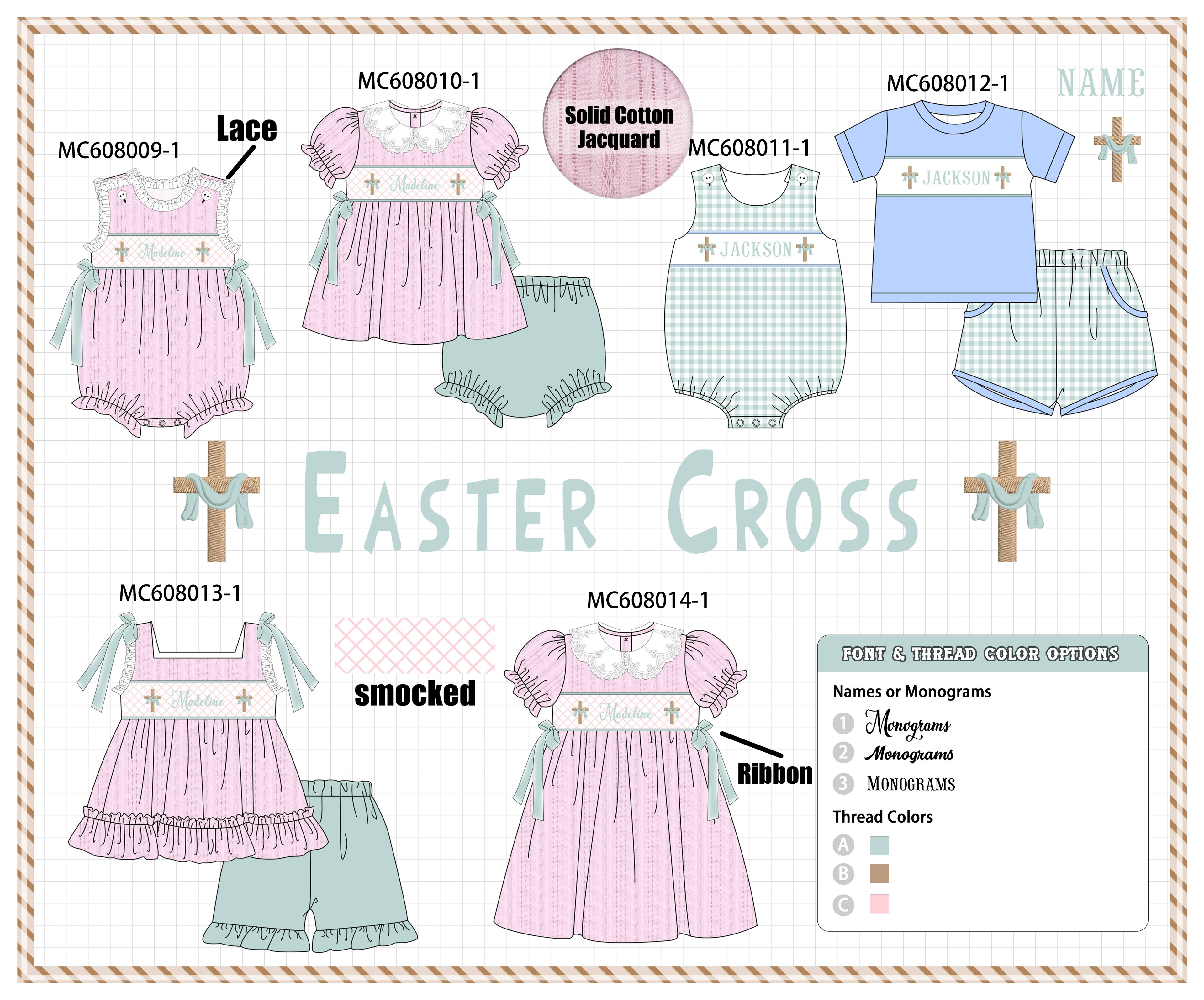 PO101 Pink&blue cross monogram smocked jacquard collection