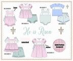 PO101 Pink&blue he is risen smocked jacquard collection