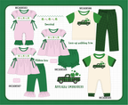 PO101 Pink&green clover rainbow smocked collection