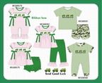 PO101 Pink&sage truck clover embroidery gingham collection