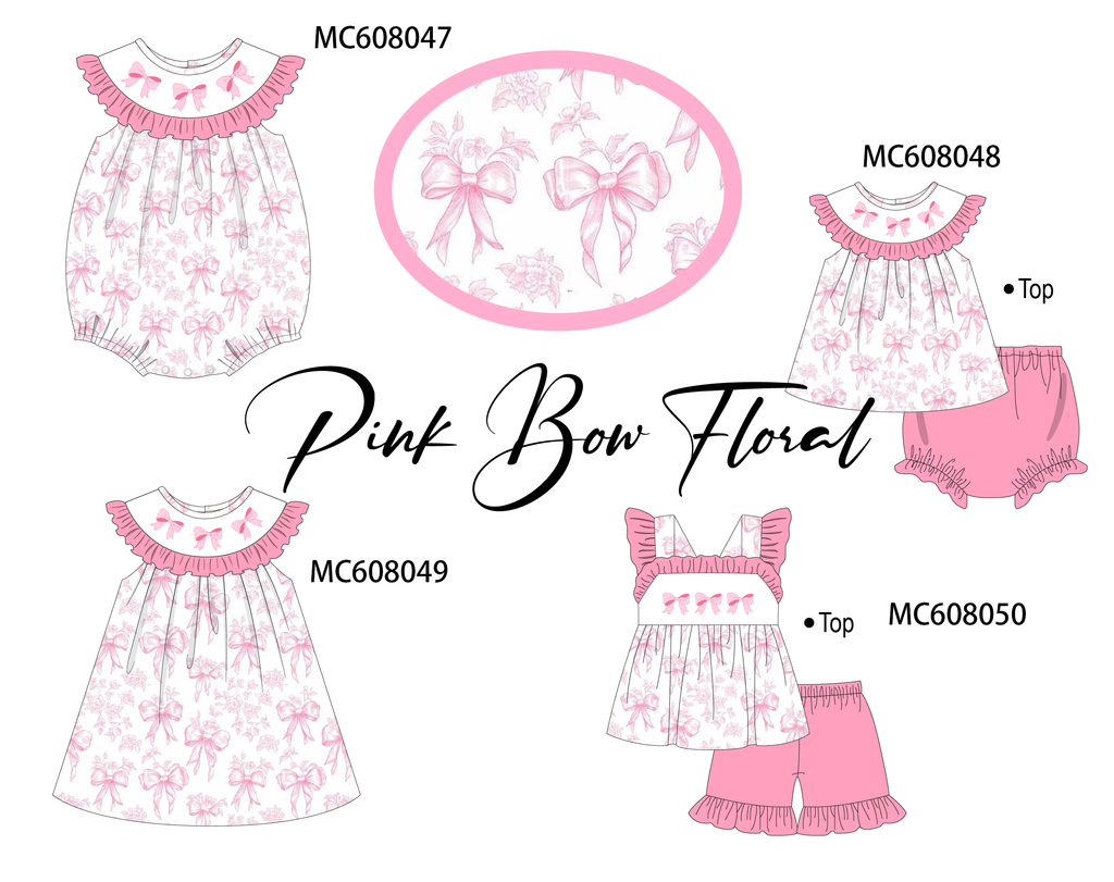 PO101 Pink bow embroidery ruffle collection
