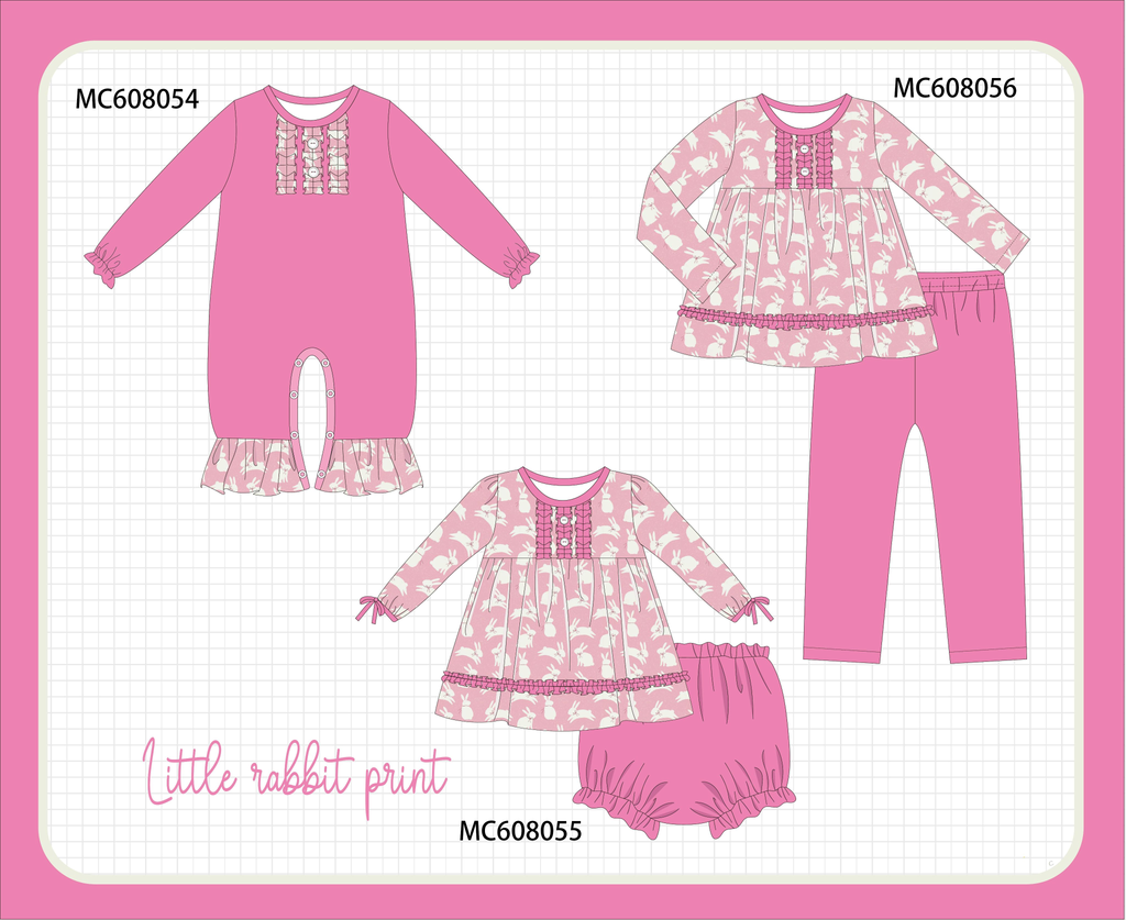 PO101 Pink bunny print ruffle collection